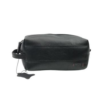 Imagem de Necessaire Masculina Preta com Alça Em Couro - Ivan Joias, Preto