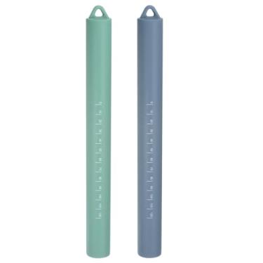 Imagem de HARFINGTON Rolo de massa de silicone 25,4 cm, superfície de silicone inoxidável, antiaderente, aço inoxidável, núcleo interno, rolo de cozinha para assar pastelaria, pizza, fondant, pão, azul, verde