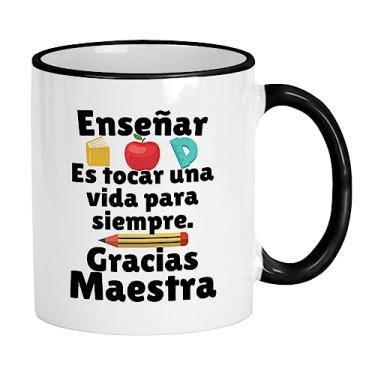 Imagem de Casitika Regalos Para Maestras Agradecimiento. Presentes para professores em espanhol. 325 ml Dia Del Maestro en Español Xícara de café. Regalo Para Maestra De Agradecimiento. (Maestra)