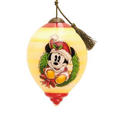 Imagem de Hallmark Enfeite de Natal Ne'Qwa Disney Mickey Mouse, vidro soprado com boca pintada à mão