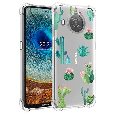 Imagem de Yodueiv Capa de telefone para Nokia X10, Nokia X20 TA-1332 TA-1341 Capa para meninas e mulheres, capa protetora transparente de TPU macio transparente para Nokia X10 5G (cacto)