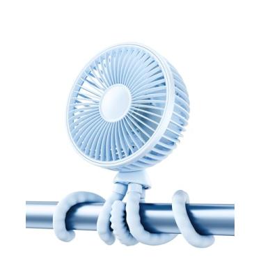 Imagem de Gaiatop Ventilador oscilante para carrinho de bebê, luz noturna de LED, 4 velocidades, recarregável, rotação de 360°, com clipe, pequenos ventiladores de resfriamento portáteis operados por bateria