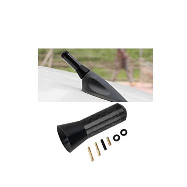 Imagem de Antena curta para carro, antena universal de 3,5 cm, mini antena de carro de fibra de carbono com rosca de liga de alumínio, acessórios de substituição automática para recepção de rádio FM AM (preto)