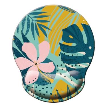 Imagem de Mouse pad com suporte de pulso, mouse pad ergonômico com almofada de descanso de pulso de espuma de memória, base de borracha antiderrapante para jogos em casa, escritório, computador, laptop, pétala