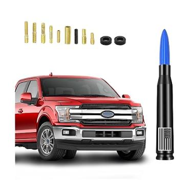 Imagem de BESULEN Antena de carro com bandeira americana, antena curta de rádio AM/FM de 5,5 polegadas com adaptador de 9 parafusos e 2 anéis de borracha, antena universal de alumínio, acessórios de