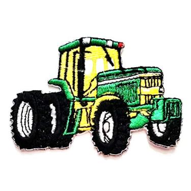 Imagem de Nipitshop Remendos fofos verde amarelo retroescavadeira trator carro desenho animado infantil bordado ferro patch costurar no remendo saco de roupas camiseta jeans motociclista emblema aplique para
