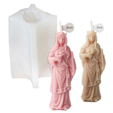 Imagem de Tone Fun Graal Moldes de silicone em forma de virgem Maria para fazer velas, resina, velas de aromaterapia, sabonete de cera artesanal, decoração de casa, artesanato