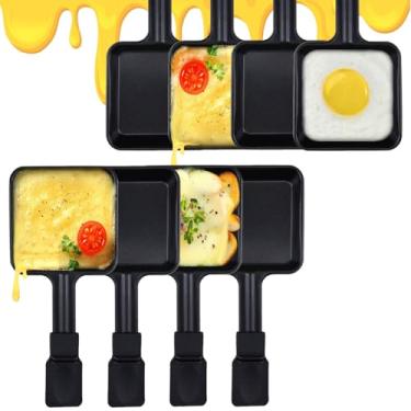 Imagem de HONNE 8 pçs/conjunto de revestimento antiaderente em forma quadrada mini raclette grelha panela de queijo/pratos adicionais de raclette mini grelha