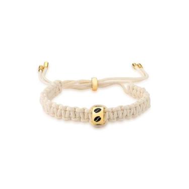 Imagem de Pulseira Macramê de Algodão com Pingente Café Revestido em Ouro - VL A