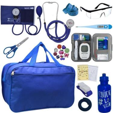 Imagem de Kit Enfermagem Medidor Glicose Aparelho de Pressão Esteto Multi Premiu