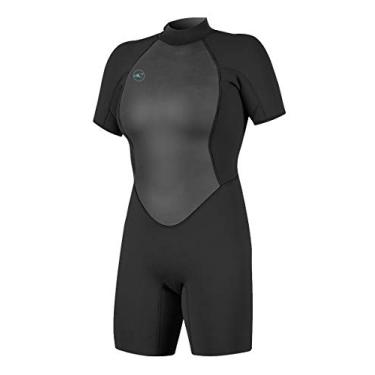 Imagem de Roupa de mergulho feminina O'Neill Reactor-2 2 mm zíper traseiro manga curta Primavera, Preto/Preto, 10