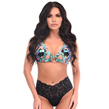 Imagem de Daisy corsets Sutiã feminino azul/azul-petróleo com tiras holográficas, Azul/azul-petr, Plus Size