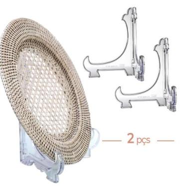 Imagem de Kit  2 Peças Suporte P/ Pratos Acrílico Transparente 15cm