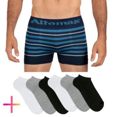 Imagem de Cuecas Box E Meias Invisível Adulto Altomax Kit Com 06 Cada, Variadas,