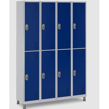 Imagem de Roupeiro Aço 8 Portas Grande 191x128x40Cm Vestiário - W3, Azul Del Rey