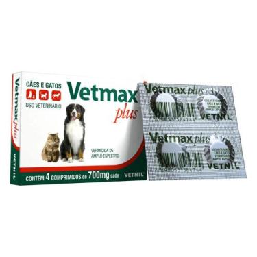 Imagem de Vermífugo Vetmax Plus CX C/ 4 Comprimidos  - Vetnil