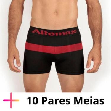 Imagem de Cueca Box Fit Adulto C/10 E 10 Par De Meias Cano Curto Kits - Altomax,