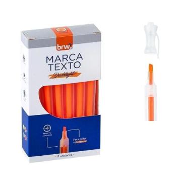 Imagem de Caixa Marca Texto Fluorescente Transparente 12 Unidades BRW, Laranja