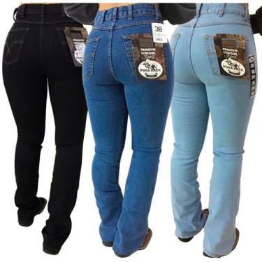 Imagem de Calça Jeans Feminina Premium Country Confort Laicra Kit C/3 - Pura Raç