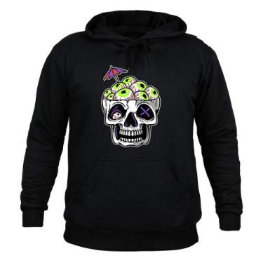 Imagem de Moletom 100% Algodão Canguru Caveira Olhos - Surprass, Preto, G