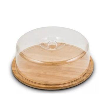 Imagem de Porta bolo de bambu redondo com tampa - Pra Casa Decor