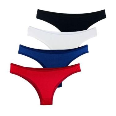 Imagem de Kit 4 Calcinhas Fio Dental Try Basics Algodão Cotton Básica Lisa Moda 