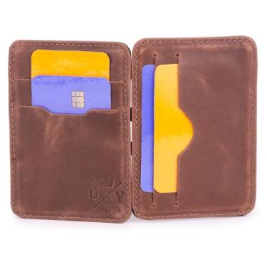 Imagem de Carteira Mágica Xadrez em Couro Espaço CNH Cédulas Notas Envio Imediat