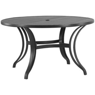 Imagem de Mesa em Alumínio com Tampo Ripado de 150 cm - Trama Original, Preto