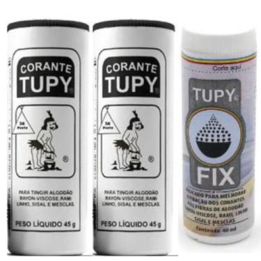 Imagem de Kit Linha Tupy 2 Corante + 1 Fixador Tupy Fix para Tingir Roupa DIVERS
