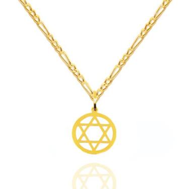 Imagem de Corrente Grumet 60cm 3x1 + Pingente Estrela Davi Ouro 18k - AGAPRIME J