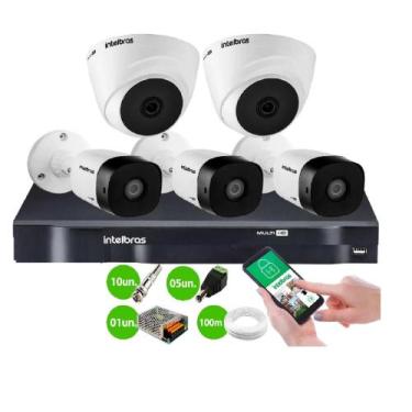 Imagem de Kit 5 Câmeras de Segurança Intelbras Completo Dvr 8 ch + 5 Câmeras VHC