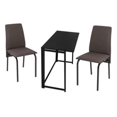 Imagem de Kit manicure ciplafe barcelona 1 mesa preto dob 2 cadeiras, Marrom