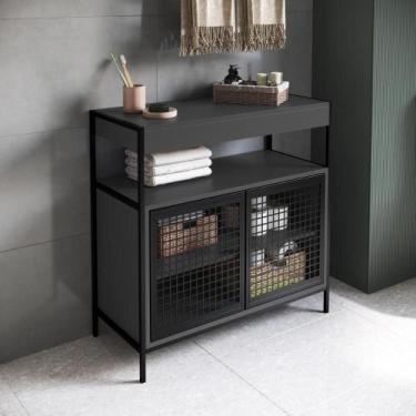 Imagem de Gabinete Banheiro Industrial 80cm com 2 Portas e Prateleira - Placa e 