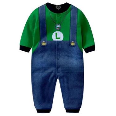 Imagem de Macacão Pijama Luigi infantil Super Mario tip top - Alemark, 3-4 anos