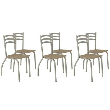 Imagem de Cadeira de Cozinha Portugal 2C007NK Aço Kit 6 Uni Niquel - Capuccino - Kappesberg