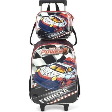 Imagem de KIT MOCHILA DE RODINHAS LANCHEIRA FORÇA 4 Preto - Luxcel, M, Preto