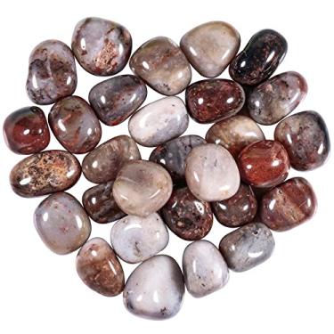 Imagem de Nupuyai 460 g (cerca de 460 g) Pedras polidas com cristais irregulares para aquecimento/energia/pedras de ágata lisa Wicca para decoração de casa/jardim 1,8 a 3,6 cm