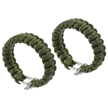 Imagem de PATIKIL Pulseiras de paracord de sobrevivência, pacote com 2 pulseiras trançadas com fivela de aço inoxidável em forma de U, lembrancinhas de festa, presentes de acampamento, envoltórios ao ar livre