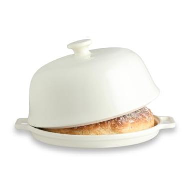 Imagem de Sweejar Forno de pão de cerâmica com tampa, assadeira grande para pão de fermento com alça, cloche redondo de porcelana de 5 litros para assar, cozinhar, assar (bege)