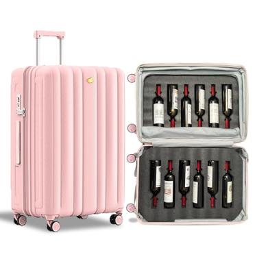 Imagem de Mala de vinho para aviões, capacidade para 12 garrafas, caixa de transporte de vinho durável, estojo de viagem de vinho com trava TSA, transportador de vinho versátil com inserções removíveis e rodas