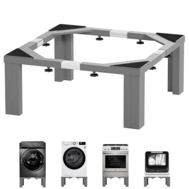 Imagem de Chinchilla Pedestal de lavanderia de aço inoxidável resistente, pedestais universais de lavadora e secadora de 40 cm de altura, suporte universal ajustável para máquina de lavar e suporte de geladeira