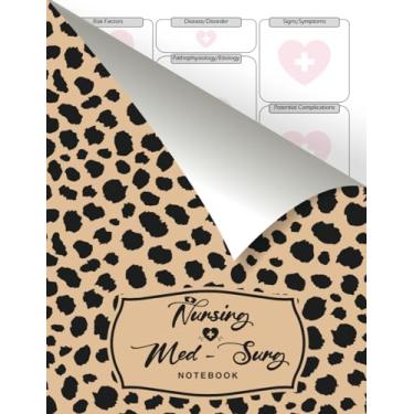 Imagem de Nursing Med Surg Notebook | Blank Template For Medical Surgical Nursing | Note Guide for Med-Surg Studies | Leopard Spots cover design | 110 Pages | ... School Study Journal for Organizing Notes