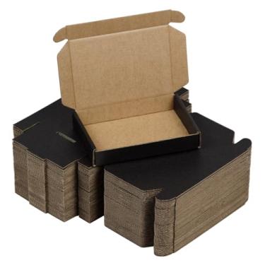 Imagem de SUNLPH 50 pacotes de caixas de transporte pequenas de 6x4x1 polegadas, caixas de papelão ondulado pretas, caixa de embalagem de correspondência móvel