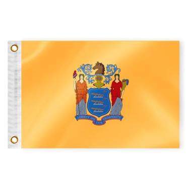 Imagem de Nova bandeira náutica do estado de Jeresy 30,5 x 45,7 cm dupla face 3 camadas NJ bandeira marinha nylon pequeno iate vela pontão barco ATV bicicleta caminhão Jeep motocicleta bandeira latão ilhós