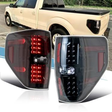 Imagem de VPIMOZO Conjunto de luz traseira de LED compatível com Ford F150 2009-2014 09 10 11 12 13 14 Luzes traseiras traseiras com chicote de fiação lente transparente caixa preta (lado do motorista e