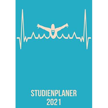 Imagem de Studienplaner 2021: DIN A4 Kalender von 01/2021 - 12/2021 1 Tag = 1 Seite mit großem Tageskalender und großartiger Übersicht. Monatsübersicht, ... Sport Schwimmer heartbeat herzschlag