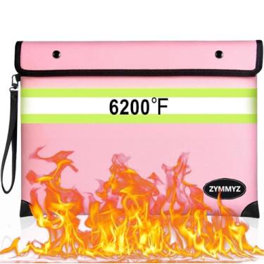 Imagem de Bolsa de documentos à prova de fogo atualizada de 6200° - isolamento térmico, 9 camadas de materiais funcionais, bolsa segura à prova de fogo com zíper para dinheiro/documentos/objetos de valor
