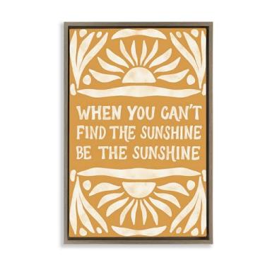 Imagem de Stupell Industries Boho Be The Sunshine Framed Floater Canvas Wall Art Design por Amanda Houston, moldura flutuante marrom, 53 x 78 cm