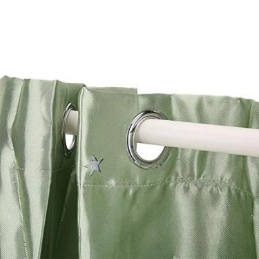 Imagem de Cortina de Tule Bege Vazada Com Estrela Win le, Painéis Transparentes para Decoração de Quarto - Cortinas Eleg Win para Decoração de Casa (Camada dupla de estrela oca verde fruta)