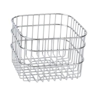 Imagem de Fenteer Cesta de Arame Caixa de Armazenamento de Ferro Escorredor de Pratos Cesta de Frutas de Arame Escaninho de Armazenamento Rústico para Casa de Banheiro, 11.2x11.2x10.2cm